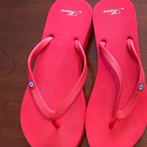 MAVI Jeans brand lovely red flip flops sandals blue evil eye Eu 38-39 US size 8 - Picture 3 of 5